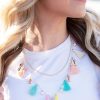 Ashlyn Rose Happy as a Clam Chain Necklace with Shells & Multicolor Tassels-Necklaces-Sunshine and Wine Boutique